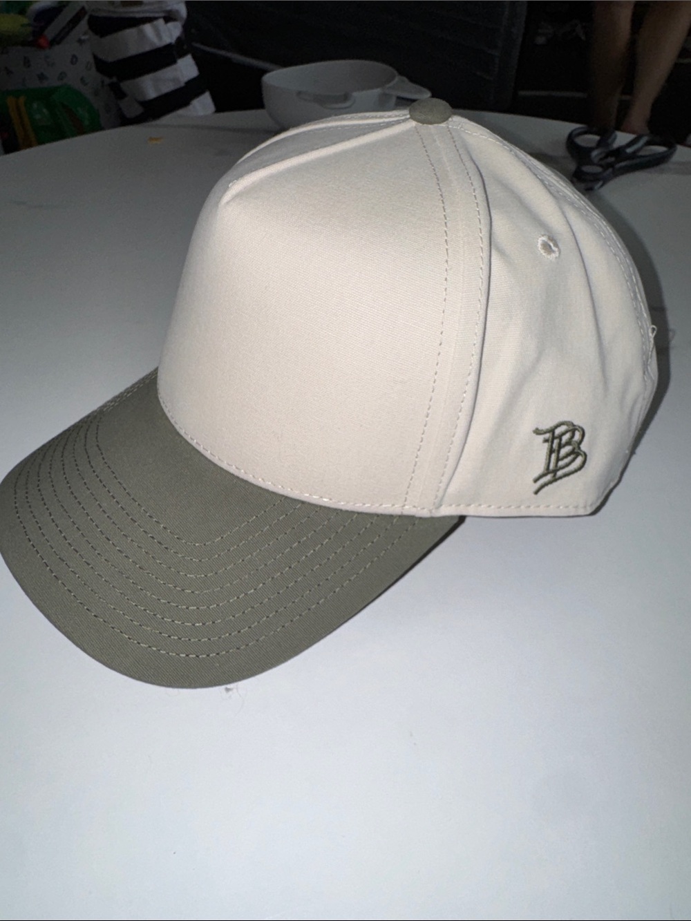 Unbranded Men's Two-Tone Cream and Olive Baseball Cap